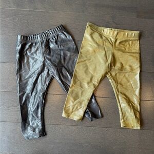 Metallic Gold and Black Kids Leggings with Elastic Waist